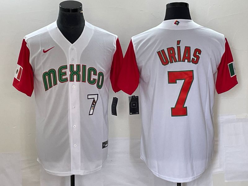 Men 2023 World Cub Mexico #7 Urias White orange Nike MLB Jersey->more jerseys->MLB Jersey